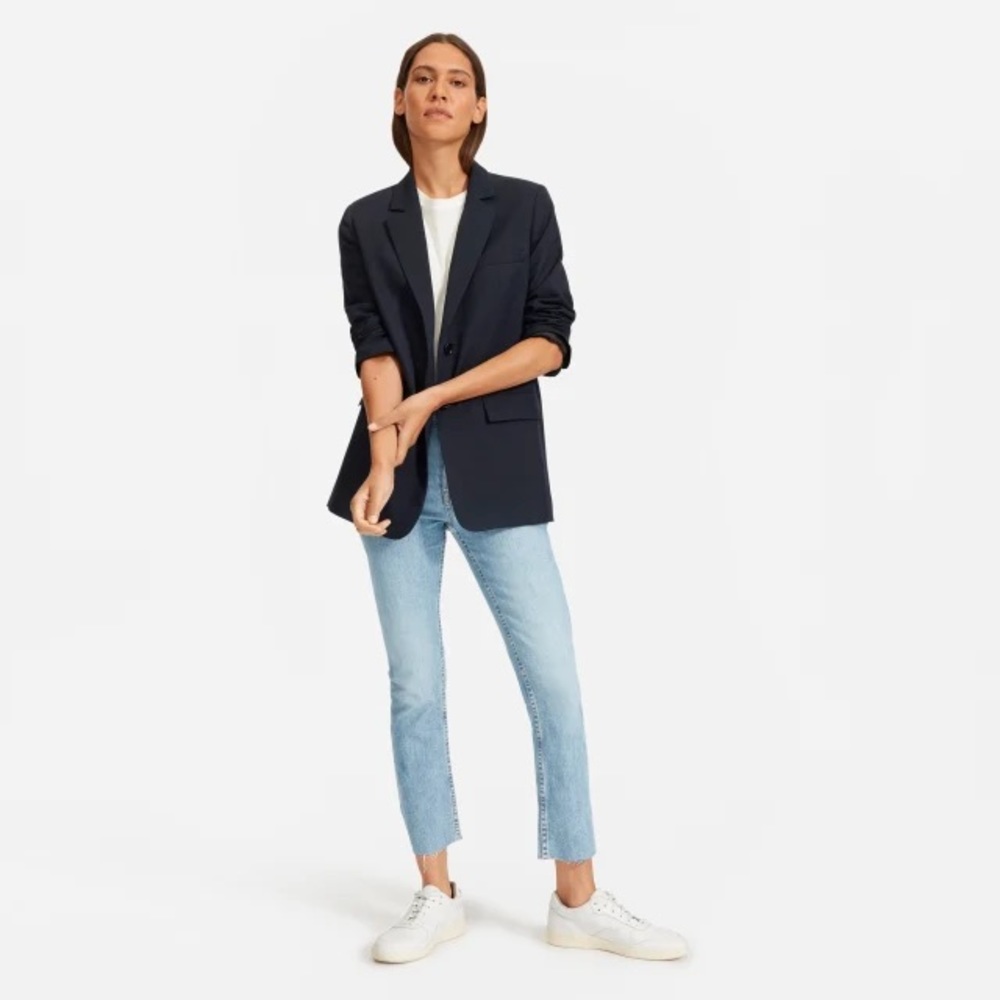 Everlane High Rise Kick Crop Light Blue Wash Raw Hem Size 26 Regular